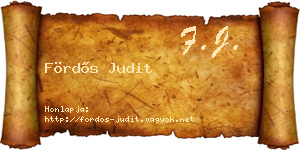 Fördős Judit névjegykártya